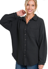 Floating On A Breeze Gauze Frayed Edge Tops - 8 Colors!