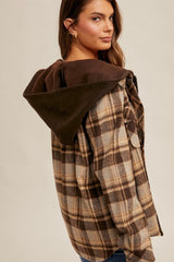 Layered Look Brown Plaid Shacket