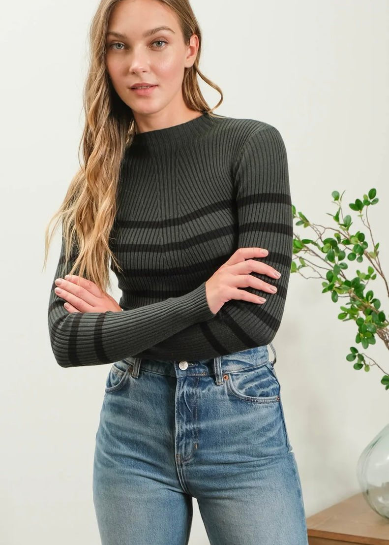 Lorelei Striped Mock Tops - 2 Colors! - The Nines