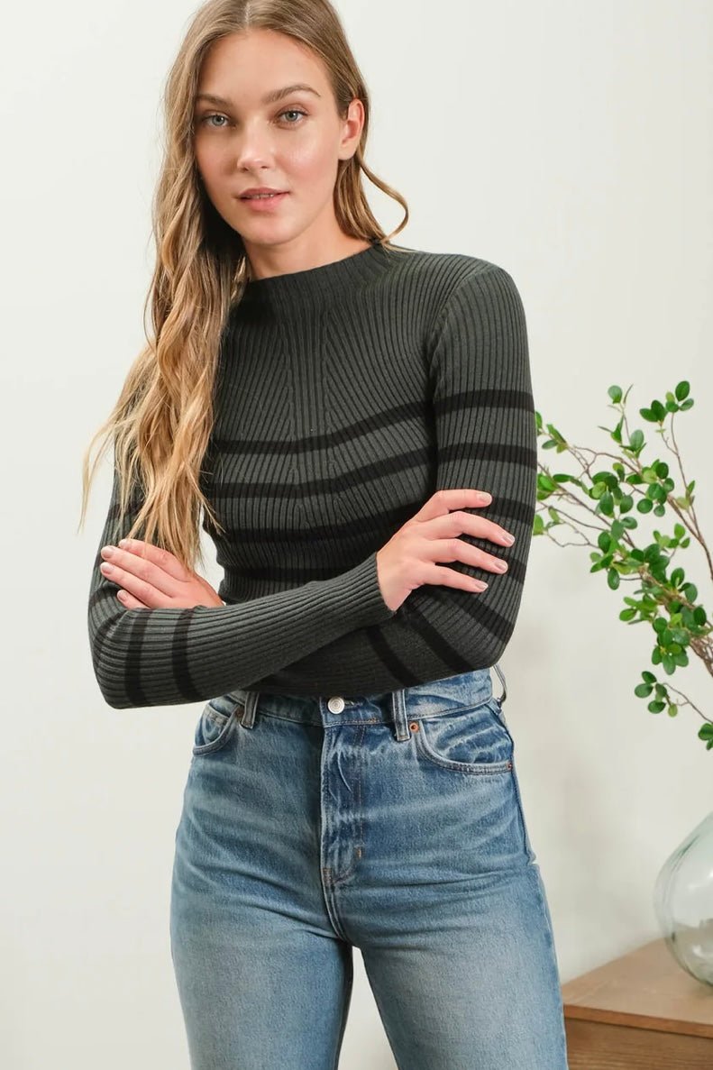 Lorelei Striped Mock Tops - 2 Colors! - The Nines