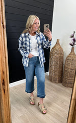 Beach Ready Double Gauze Plaid Top