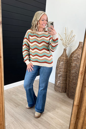 Multi Color Wavy Striped Sweater