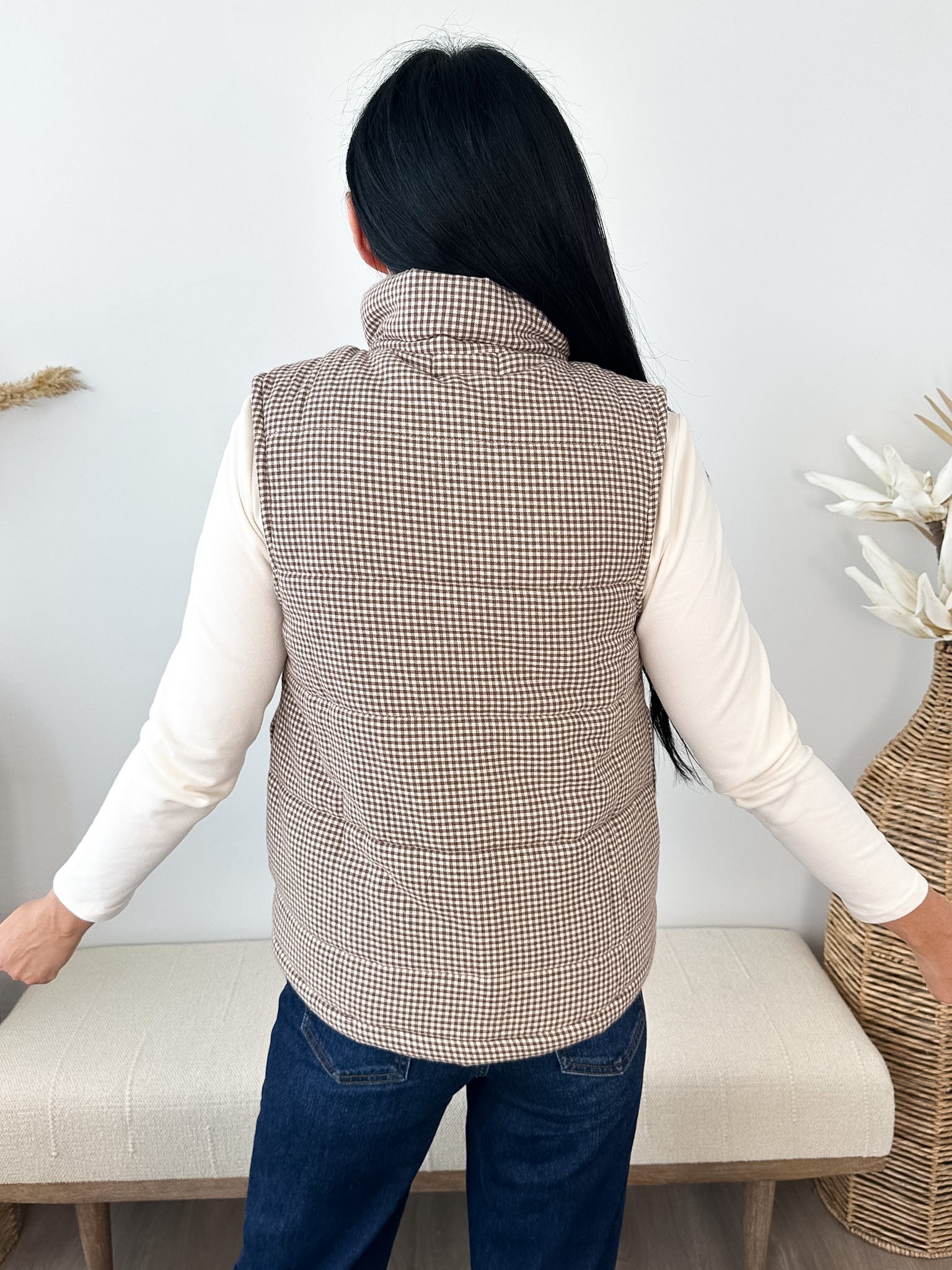 Gingham & Floral Print Vest - The Nines