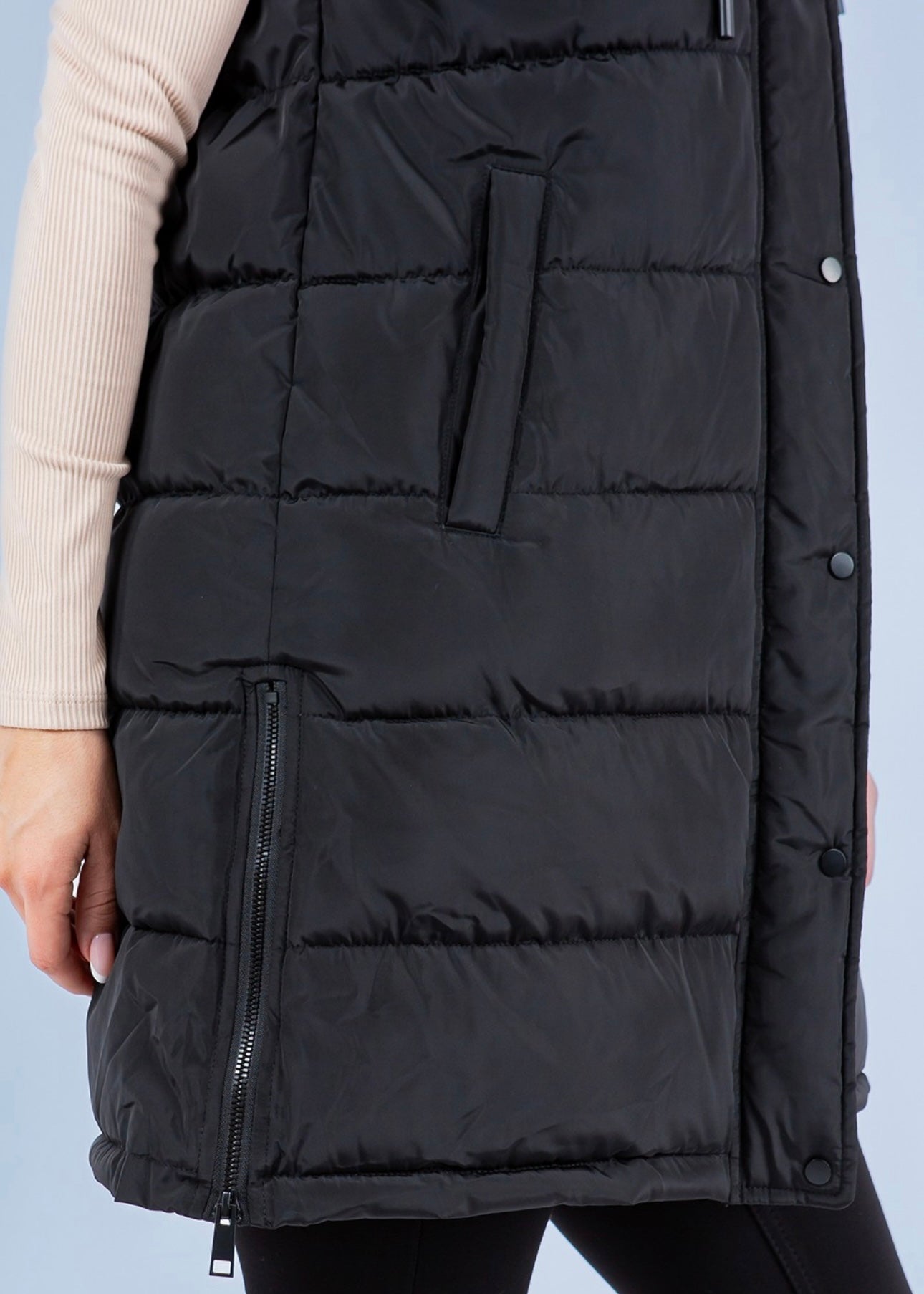 Long Side Zip Puffer Vests - 2 Colors! - The Nines