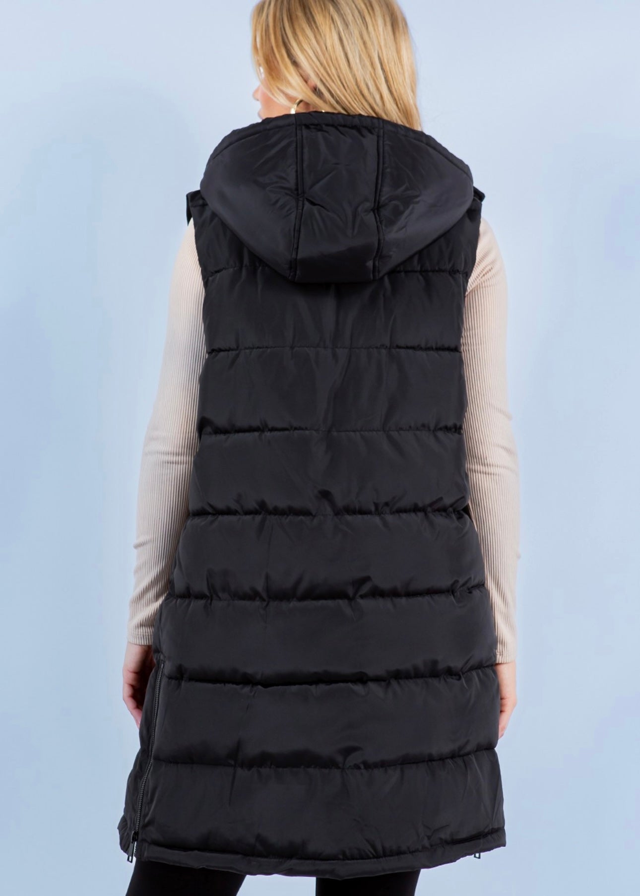 Long Side Zip Puffer Vests - 2 Colors! - The Nines