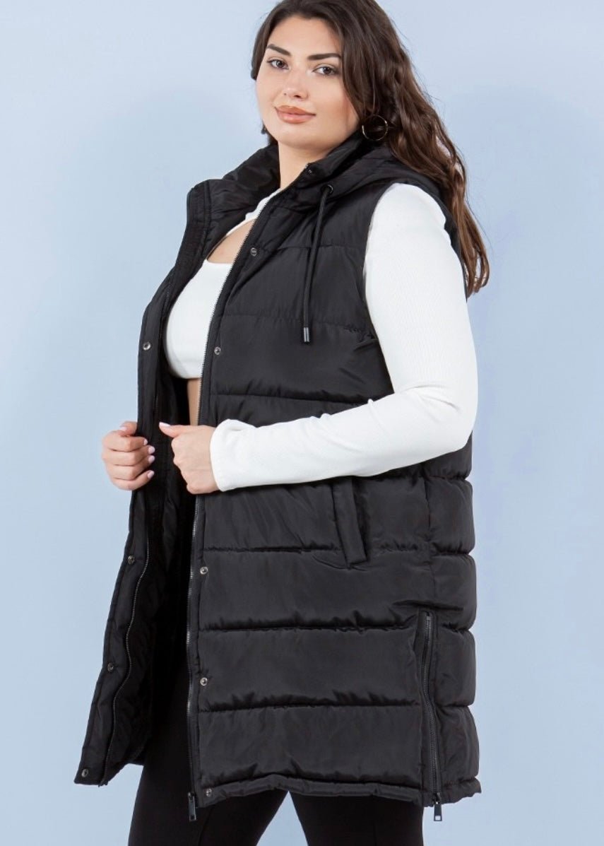Long Side Zip Puffer Vests - 2 Colors! - The Nines