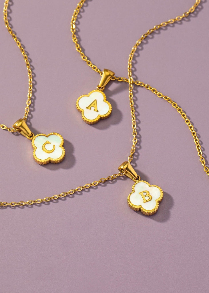 Flower Initial Necklaces