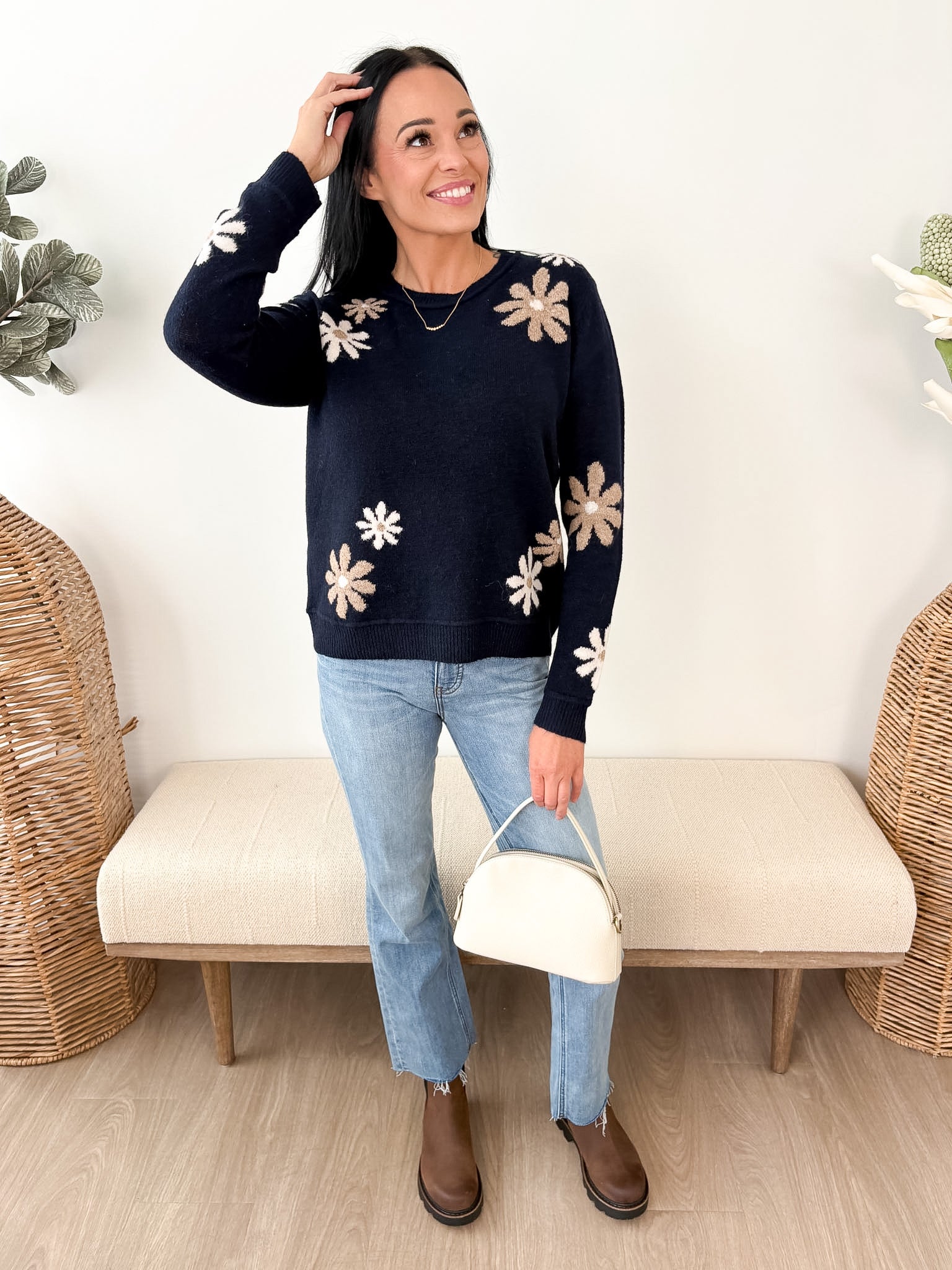 Floral Accent Sweater - The Nines