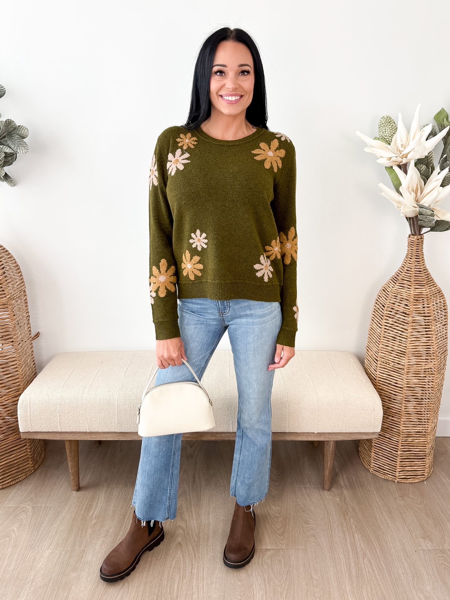 Floral Accent Sweater - The Nines