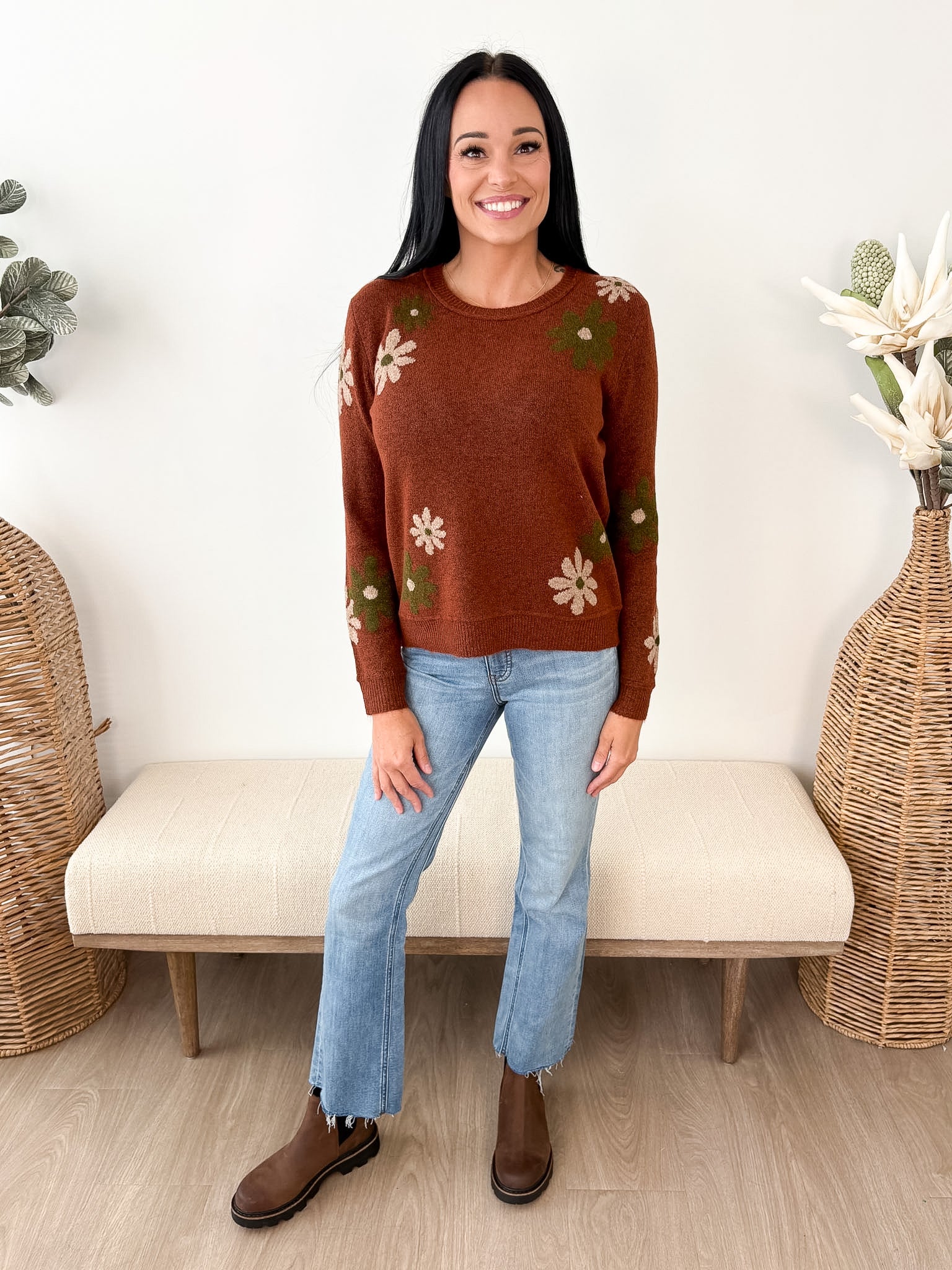 Floral Accent Sweater - The Nines