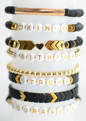 Inspirational Black & Gold Beaded Bracelet Sets - 4 Styles!