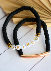 Inspirational Black & Gold Beaded Bracelet Sets - 4 Styles!