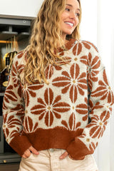 Rust Flower Pattern Sweater