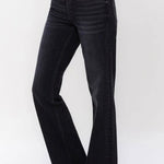 Flying Monkey High Rise Slim Wide Leg Black Jeans - The Nines
