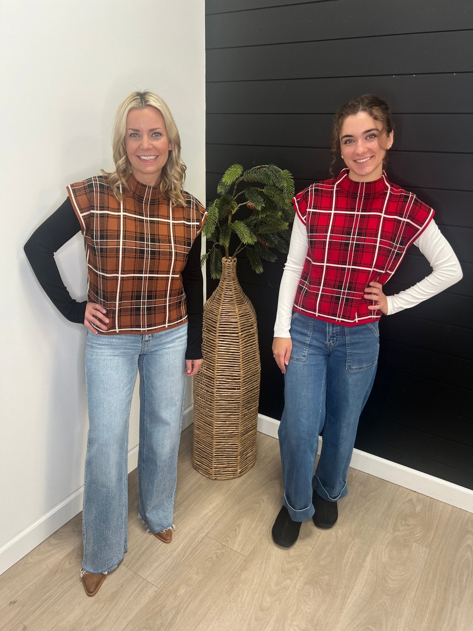 Plaid Short Sleeve Sweaters - 2 Colors! - The Nines