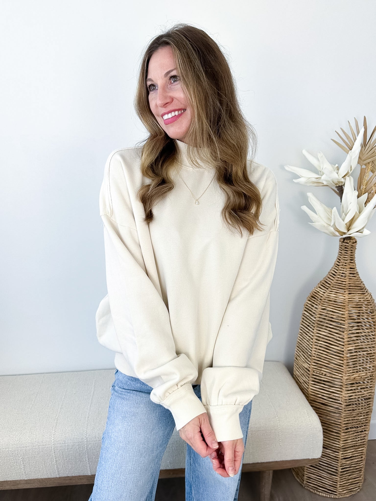 Acid Washed Mock Neck Sweatshirt - 3 colors!