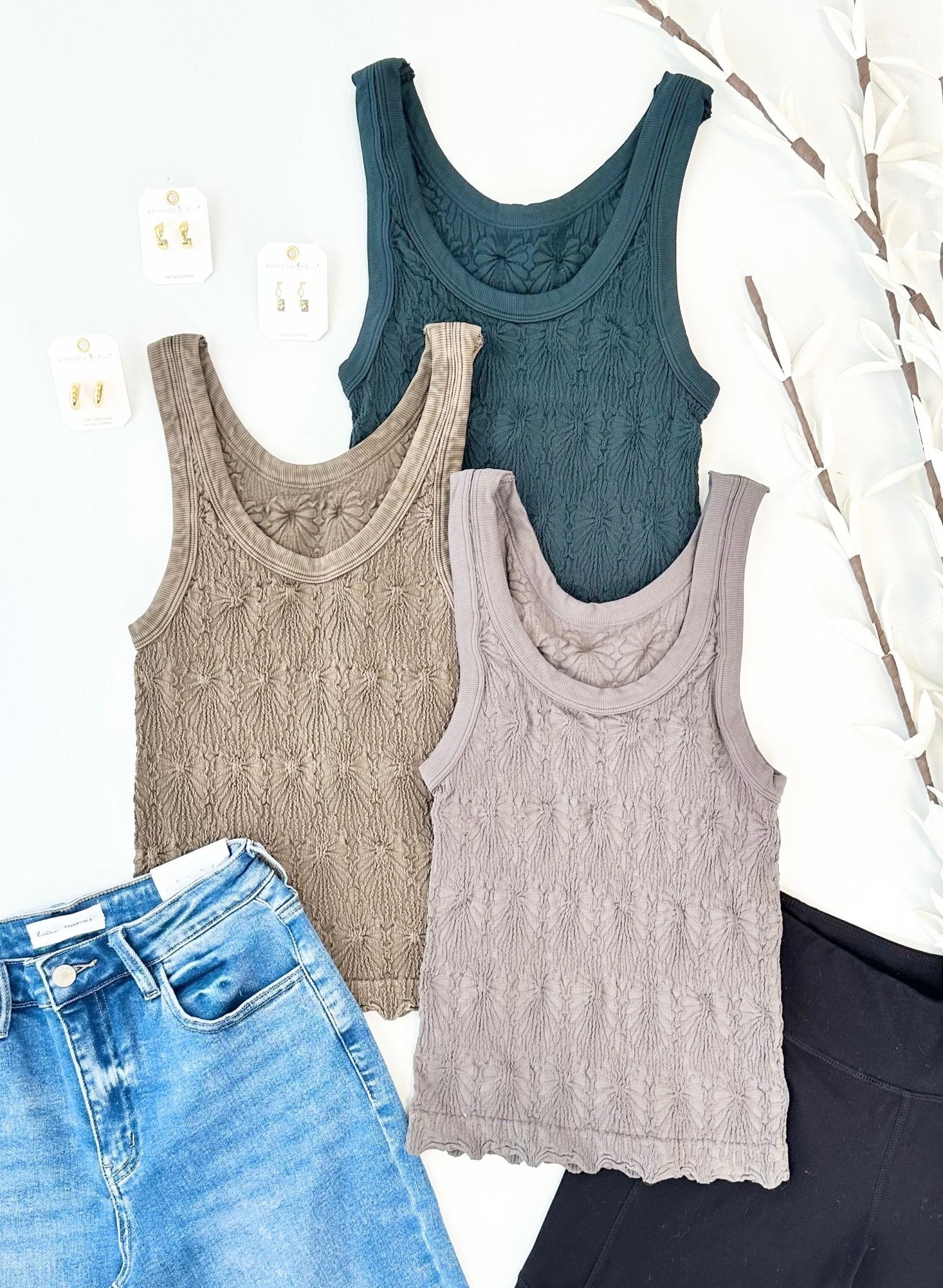 Nikibiki Reversible Lace Textured Tank - 3 Colors! - The Nines