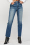 MICA Super High Rise Straight Leg Raw Hem Jeans