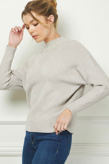 French Gray Diamond Mock Sweater