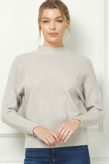 French Gray Diamond Mock Sweater