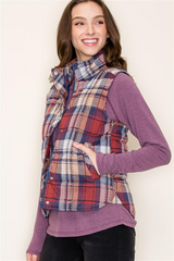 Cranberry & Navy Plaid Vest