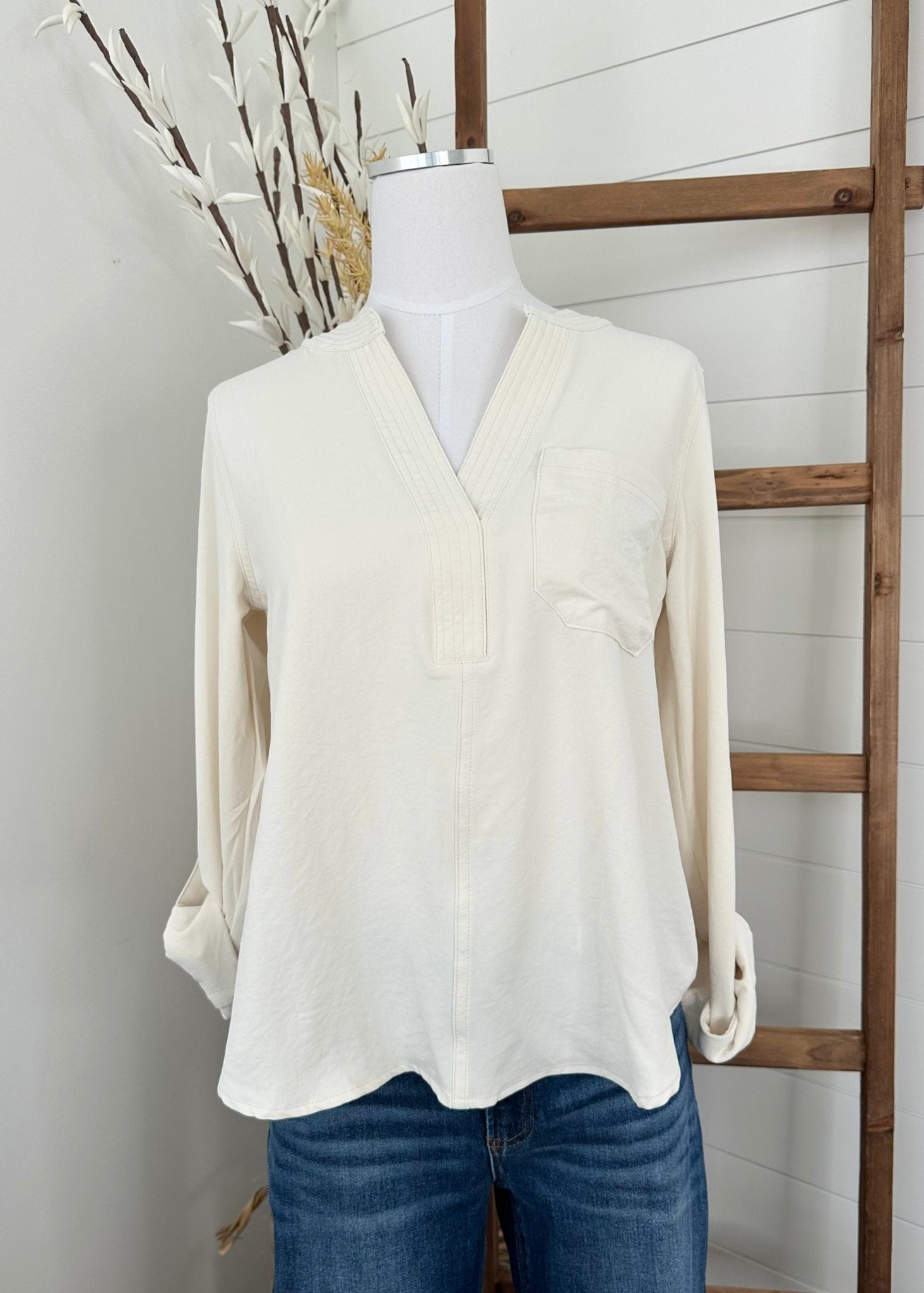 Split Neck Solid Top - 2 Colors! - The Nines