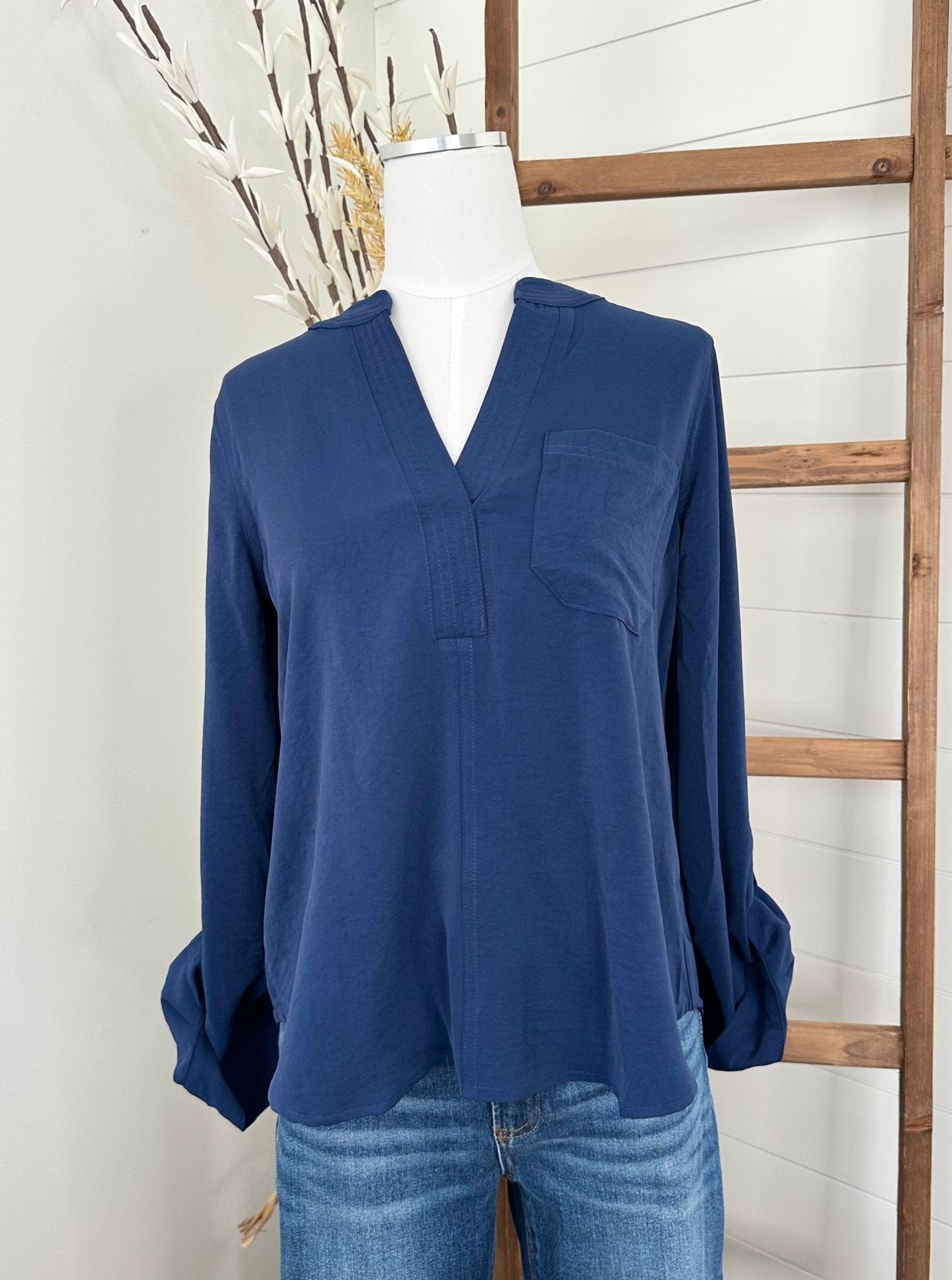 Split Neck Solid Top - 2 Colors! - The Nines