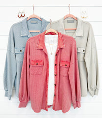 Textured Knit Shirt Jackets - 3 Colors!