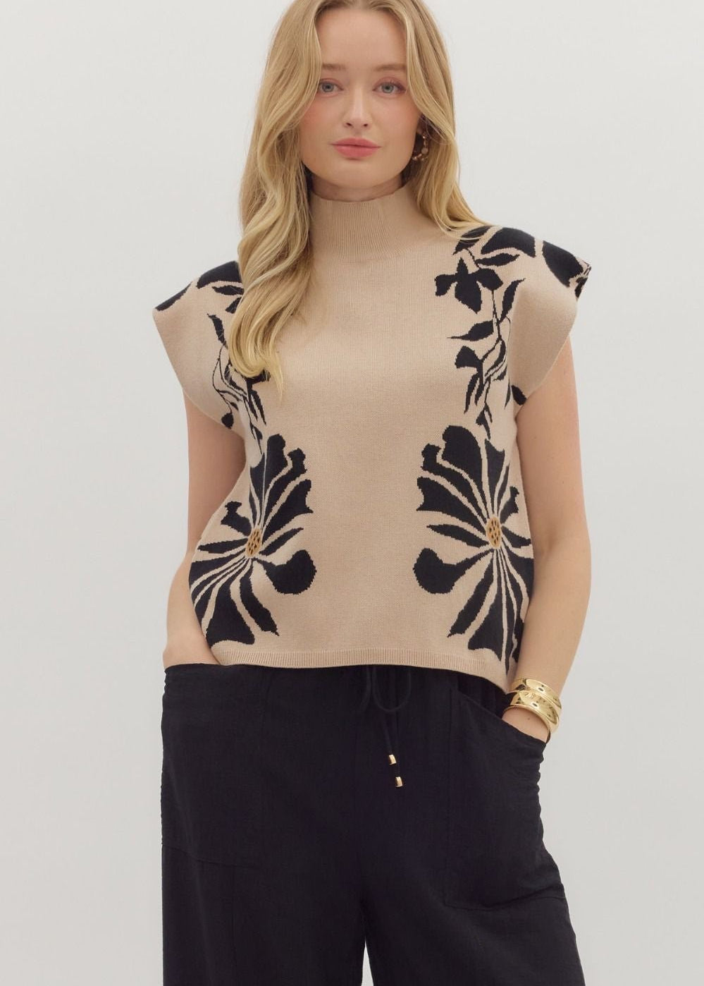 Floral High Neck Sweater - 2 colors! - The Nines