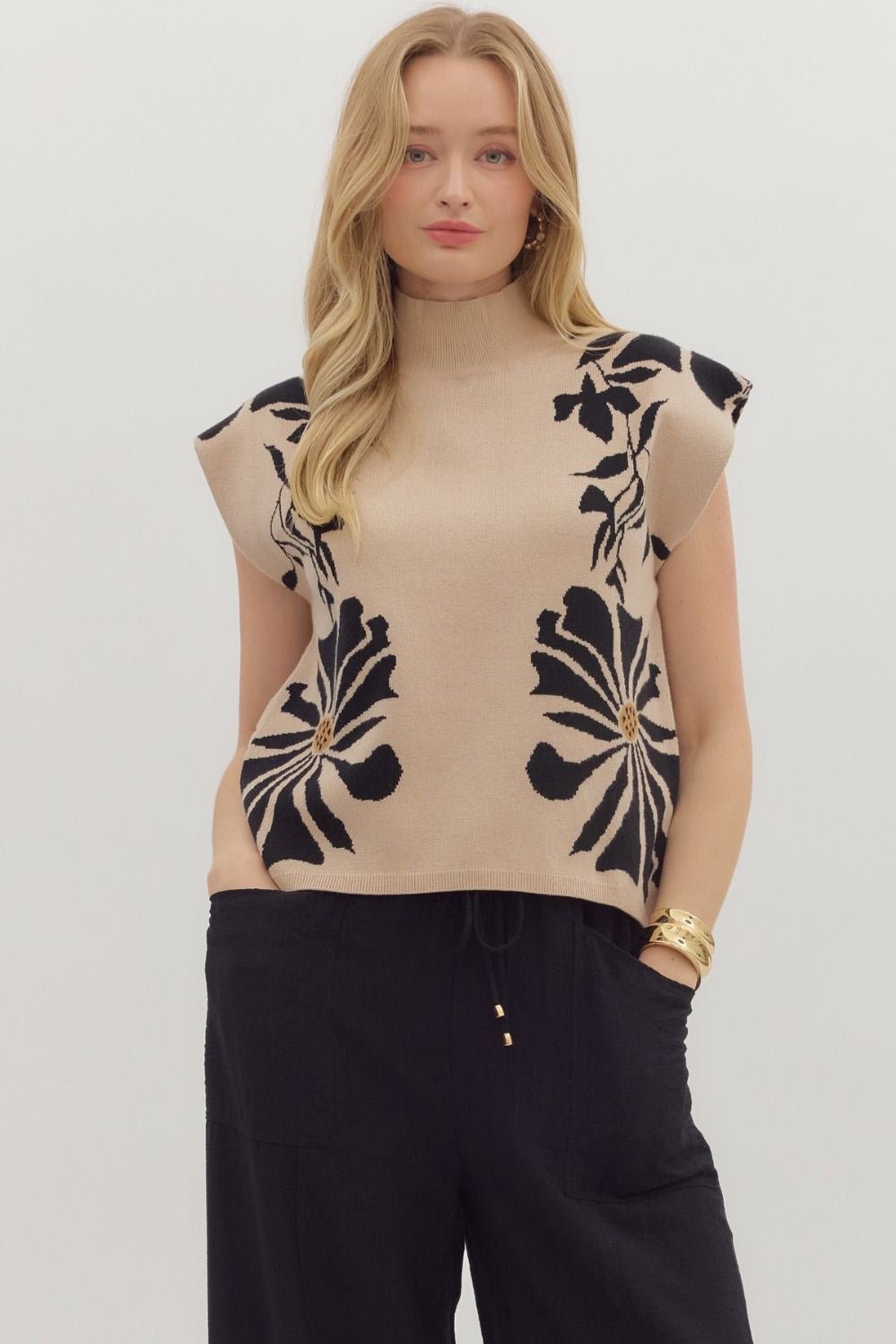 Floral High Neck Sweater - 2 colors! - The Nines