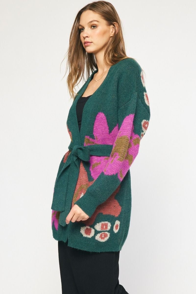 Olivia Floral Belted Cardigan - 2 Colors! - The Nines