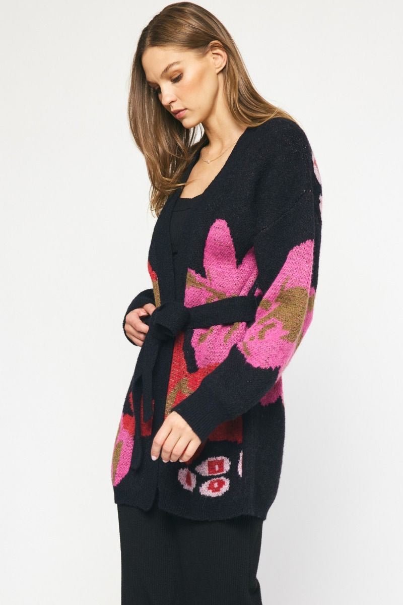 Olivia Floral Belted Cardigan - 2 Colors! - The Nines
