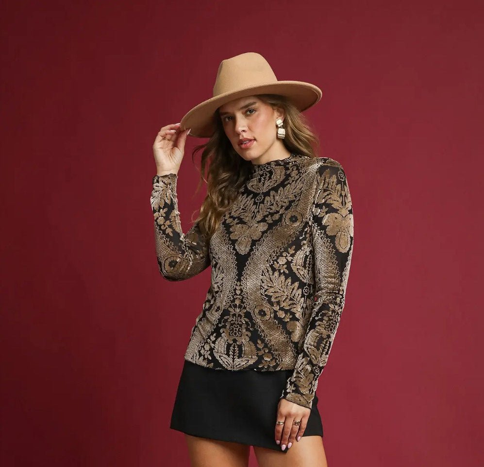 Velvet Printed Burnout Top - The Nines
