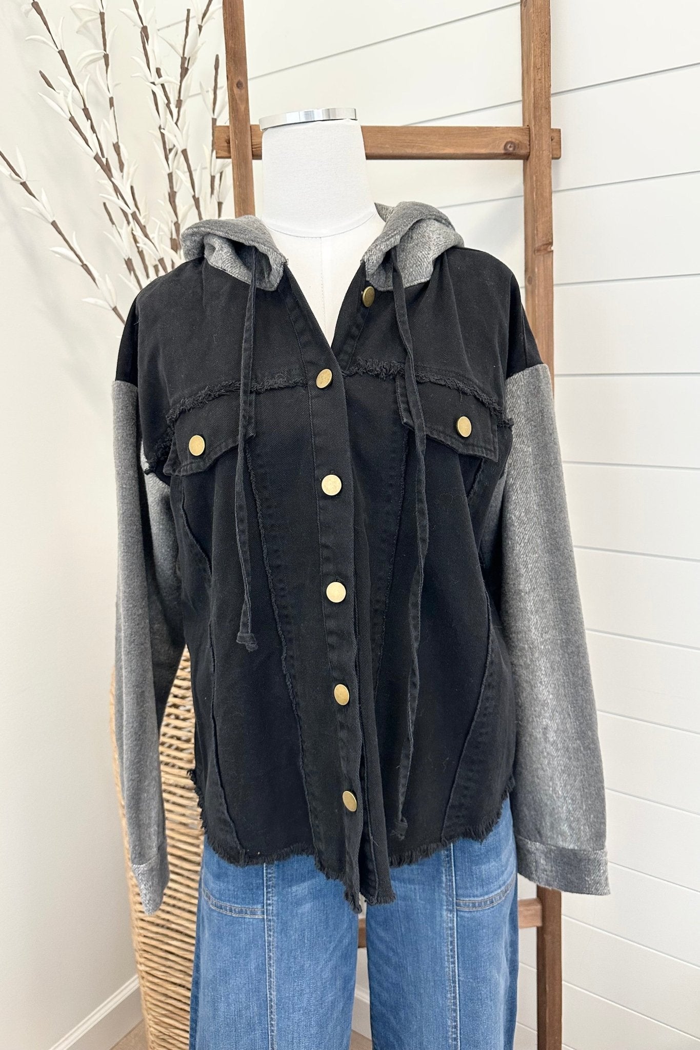 Black Plaid Sleeve Jacket - The Nines
