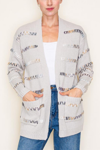 Multicolor Stitched Cardigan