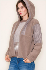 Latte Fleece Hoodie Jacket