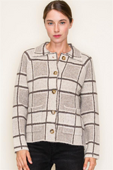 Mocha Plaid Cardigan Jacket