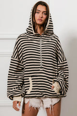 Oversized Striped Knit Hoodie