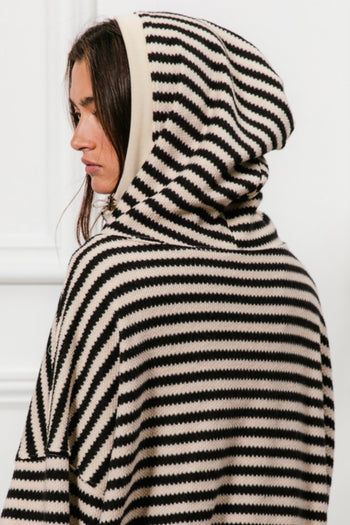 Oversized Striped Knit Hoodie