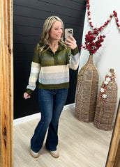 Olive Multi Stripe Sweater