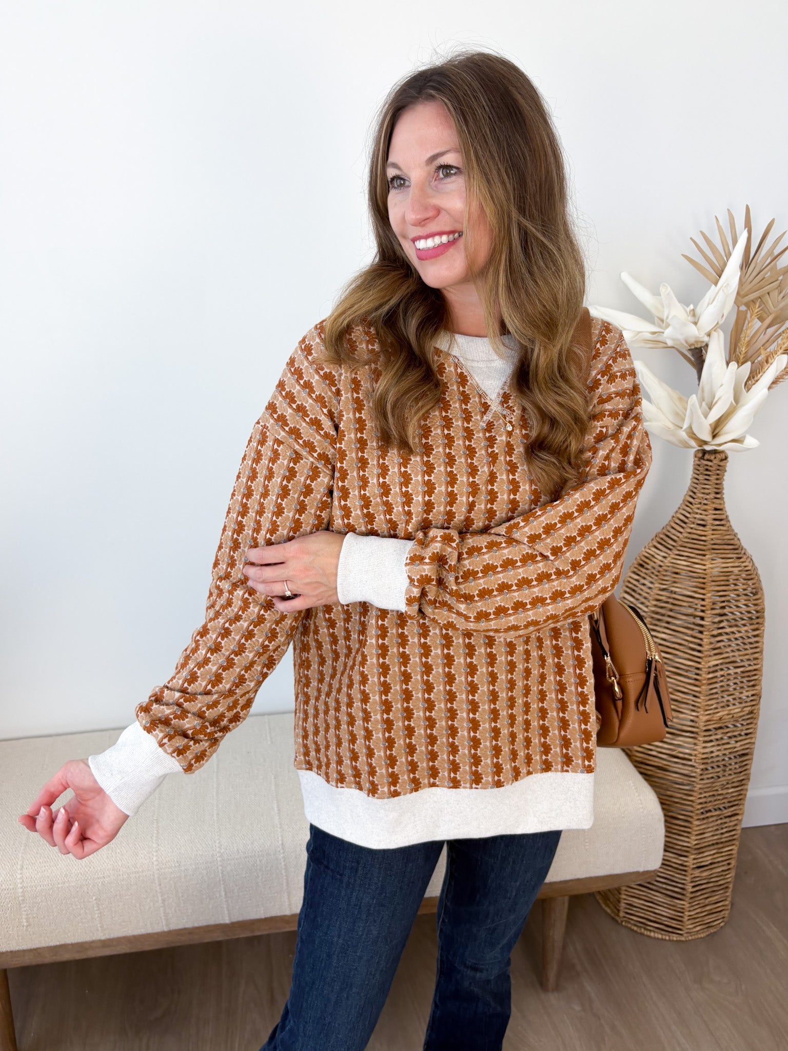 Floral Knit Jacquard Sweater - 2 colors! - The Nines