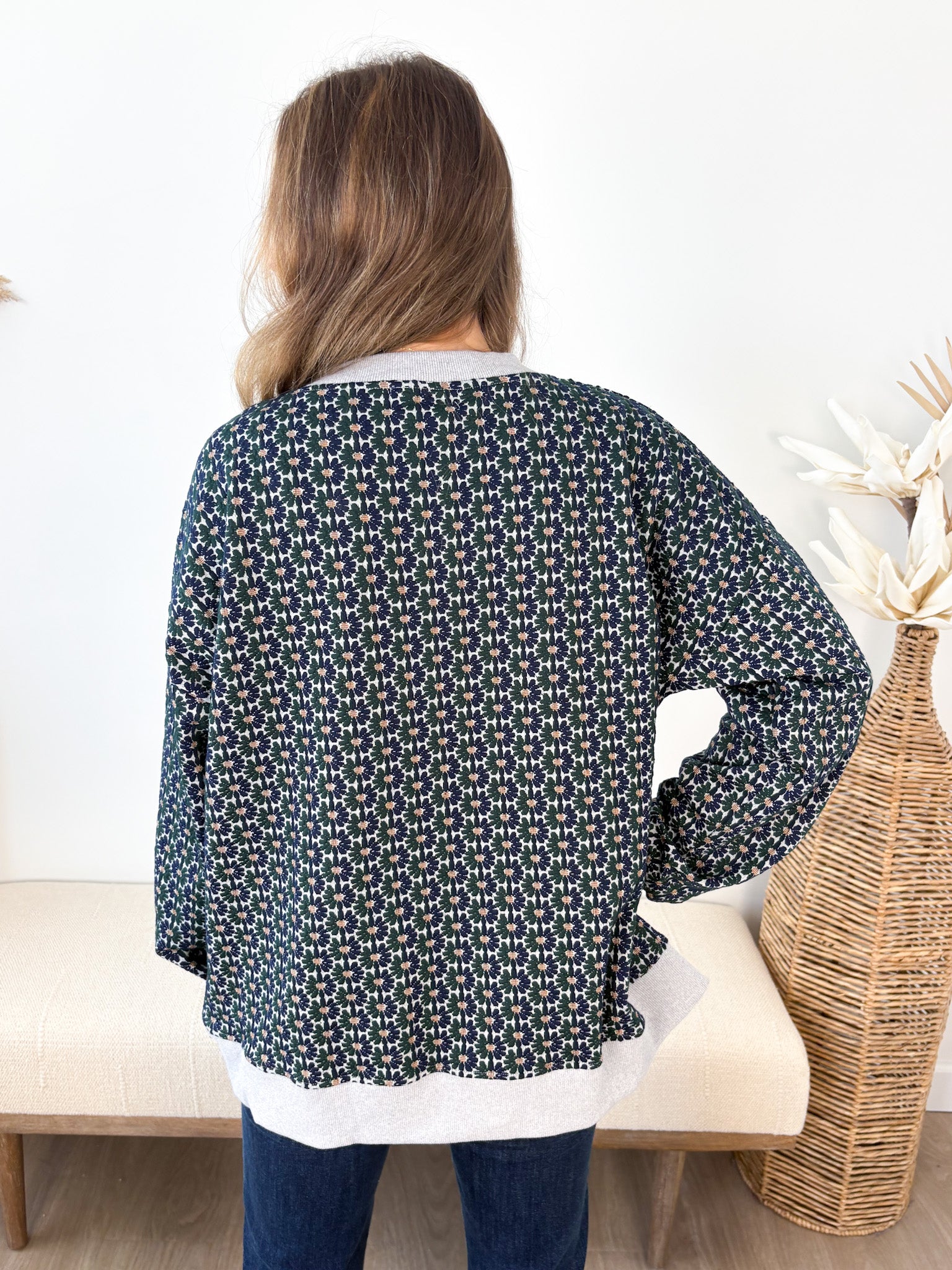 Floral Knit Jacquard Sweater - 2 colors! - The Nines