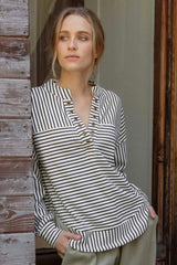 Eyelet Vneck Striped Pullovers - 2 Colors!