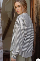 Eyelet Vneck Striped Pullovers - 2 Colors!