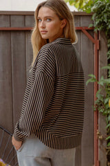 Eyelet Vneck Striped Pullovers - 2 Colors!