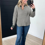 Hunter Green Waffle Striped Top - The Nines