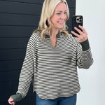 Hunter Green Waffle Striped Top - The Nines