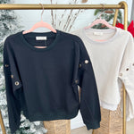 Gold Grommet Sleeve Sweatshirt Top - 2 Colors! - The Nines