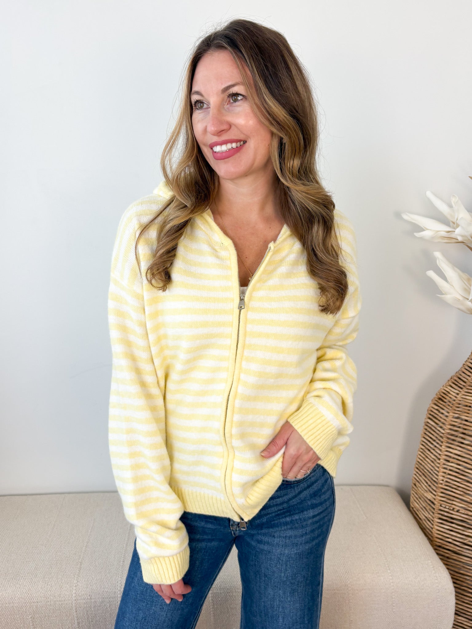 Striped Zip Up Sweater - 6 colors!