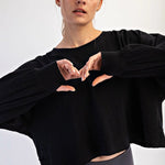 Cropped Long Sleeve Thumbhole Top - 4 Colors! - The Nines